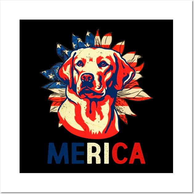 Golden Retriever Dog Merica 4th July Patriotic American Gift Tank Top Wall Art by Kaileymahoney